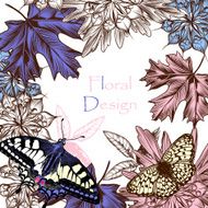 Floral background with butterflies and flowers