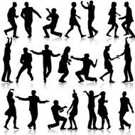 Black silhouettes of beautiful mans and womans N15