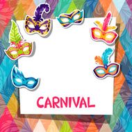 Celebration festive background with carnival masks stickers N5