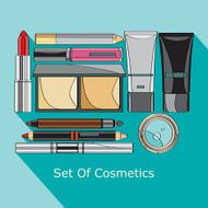 set of cosmetics in style flat