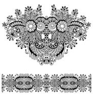 Neckline ornate floral paisley embroidery fashion design N42
