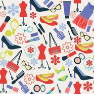 Fashion pattern cloth and accessories beauty in Flat style