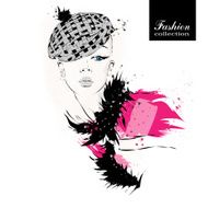 Fashion girl in sketch-style N146