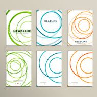 Six vector pattern with abstract circle brochures