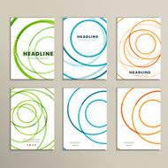 Six vector pattern with abstract circle brochures N3