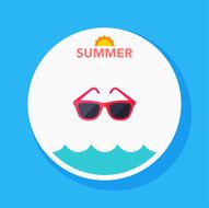 sunglasses flat icon with long shadow on circle background