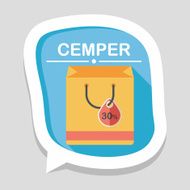 shopping paper bag flat icon with long shadow eps10 N53