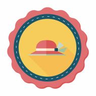 Women hat flat icon with long shadow N48