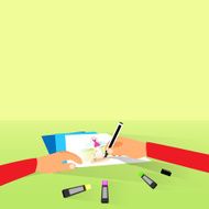 Fashion Designer Draw Sketch Dress Flat Design