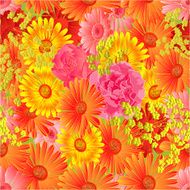 Seamless texture gerbera and roses vector