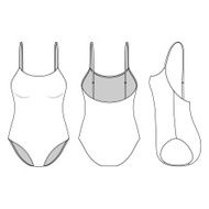 Front back and side views of blank swimsuit N5
