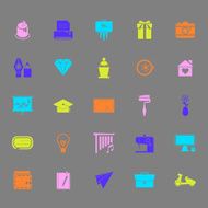 Art and creation color icons on gray background