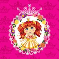 Little princess red hair on a pink background