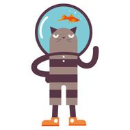 Cartoon cat with aquarium fish