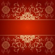 Baroque flowers vector background red