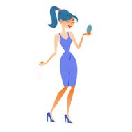 woman fashionista sees itself mirror tries jewels
