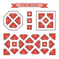 Ruby design in stained-glass style