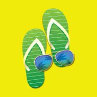 pair of flip flops and eyeglass