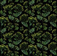 Seamless flower with leaf pattern background botanical illustration
