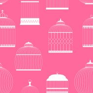Vintage Birdcages Silhouettes Seamless Pattern Vector Illustrati N2