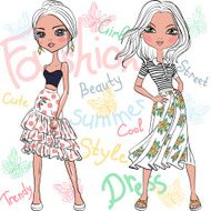 Vector beautiful fashion girls top models N8