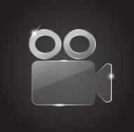 Glass video camera icon vector