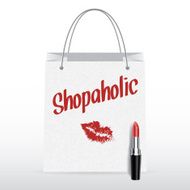 Vector shopping bag with lipstick Shopaholic concept