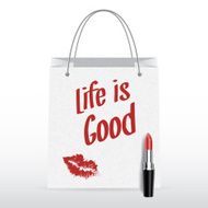 Vector shopping bag with lipstick Life is Good