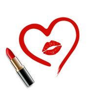 heart drawn in lipstick and lip imprint