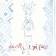 Christmas Background And Greeting Card With Deer