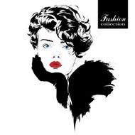 Fashion girl in sketch-style N152