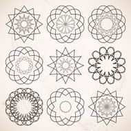 Round ornaments set over beige vintage background