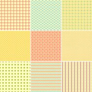 Set of nine geometric seamless patterns in retro style