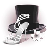 black hat and white shoe