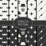 Set of hipster fashion seamless pattern with mustache Background Tiling