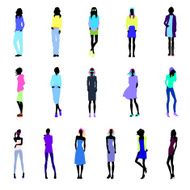 Set of colored street fashion women
