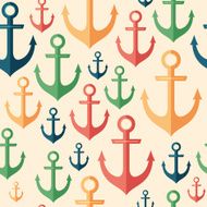 Marine seamless pattern with colorful anchors