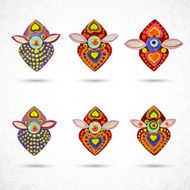 Flower orchid Vector eps 10 Set of front face bloom N3