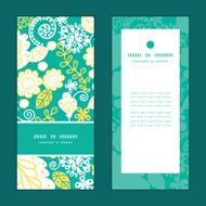 Vector emerald flowerals vertical frame pattern invitation greeting cards set