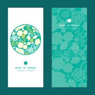 Vector emerald flowerals vertical round frame pattern invitation greeting cards