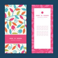 Vector colorful branches vertical frame pattern invitation greeting cards set N2