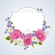Floral spring vector flowers card with rose