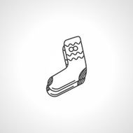 Black line warm socks vector icon