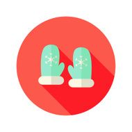 Christmas Mint Santa Claus Gloves with Snowflakes Flat Icon