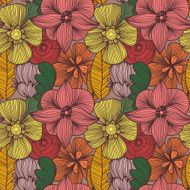 Cute floral seamless pattern in vintage colors Bright Seamless p N3