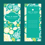 Vector emerald flowerals vertical frame pattern invitation greeting cards set N2