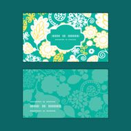 Vector emerald flowerals horizontal frame pattern business cards set