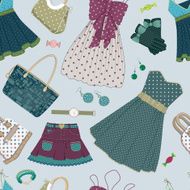 Background with women&#039;s dresses and accessories