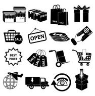 sale and delivery icons set