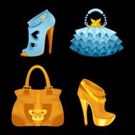Beautiful designer female shoes and bags